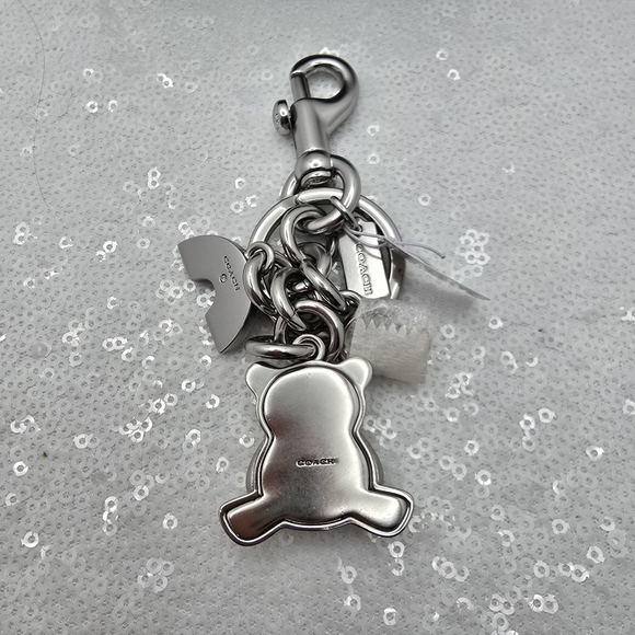 Coach Rainbow Bear Cluster Bag Charm Keychain Silvertone - Picture 5 of 6